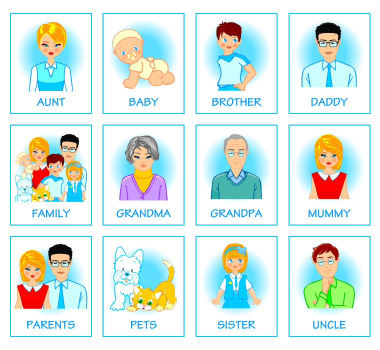 Picture dictionaries for learning English. Family