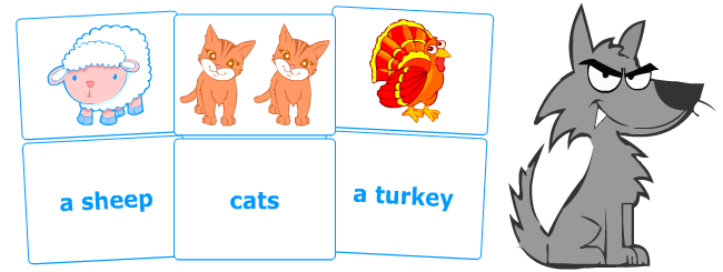 English grammar for kids: singular and plural nouns flashcards