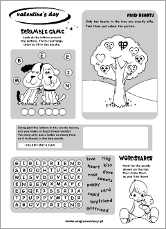 Valentine's Day worksheets for kids learning English
