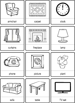 vocabulary printables livingRoom bingo