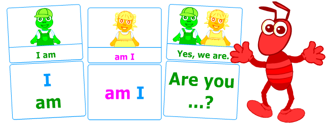 English grammar for kids: verb be flashcards