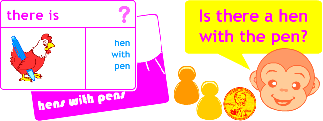 Grammar board with cards games: there is, there are