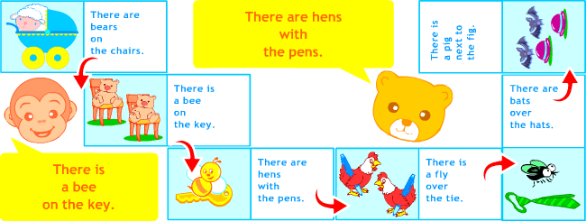 Grammar domino games: there is, there are