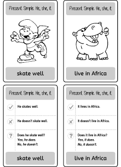 Task cards for learning present simple