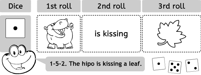 English grammar for kids: present continuous roll sentences games