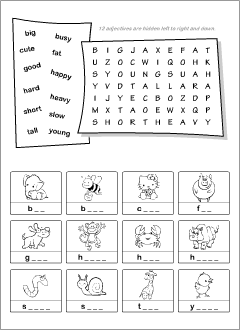 Adjectives worksheets: wordsearch