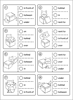 Worksheets for learning English prepositions