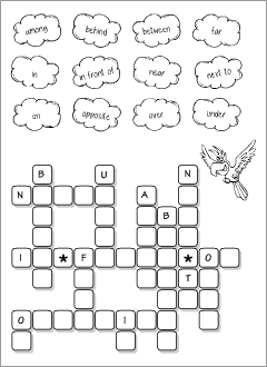 Prepositions worksheets: crossword