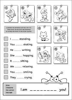 Present continuous worksheets for learning English