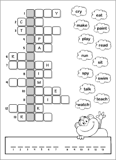 Present simple worksheets: crossword