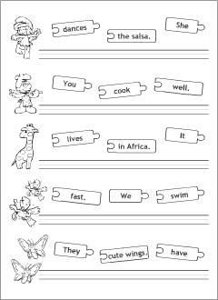 Present simple worksheets for learning English