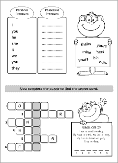 Pronouns worksheets: crossword