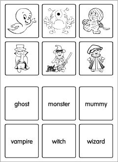 Halloween flashcards for kids learning English