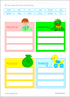 Worksheets for learning English nouns