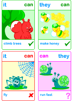 Grammar games for learning English verbs