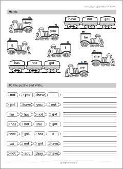 Worksheets for kids learning English verbs
