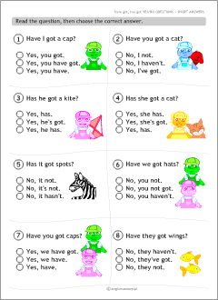 English verbs: worksheets to learn grammar