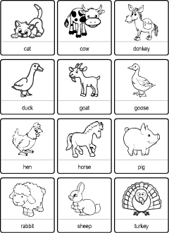 Domestic Animals vocabulary for kids learning English | Printable resources
