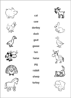 Domestic Animals vocabulary for kids learning English | Printable resources