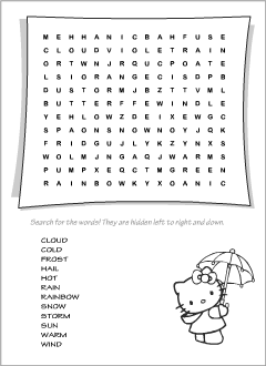 English wordsearch: Weather vocabulary